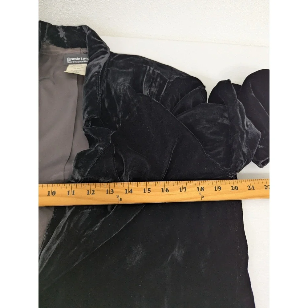 Vintage 80s Carole Little Saint-Tropez West Black Velvet Gothic Blazer Size 12 - Picture 5 of 7